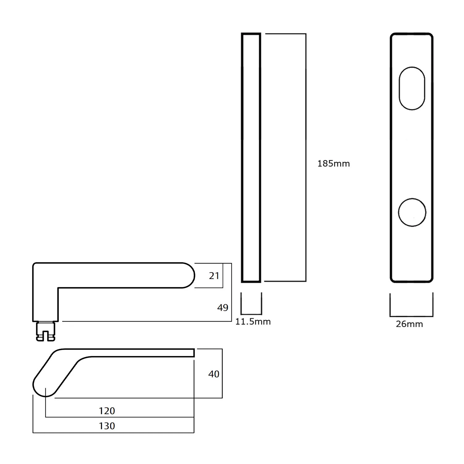 Lockwood 4904 Square End Plate With Turn and 41 Lever - Available in Various Handing - Image 2