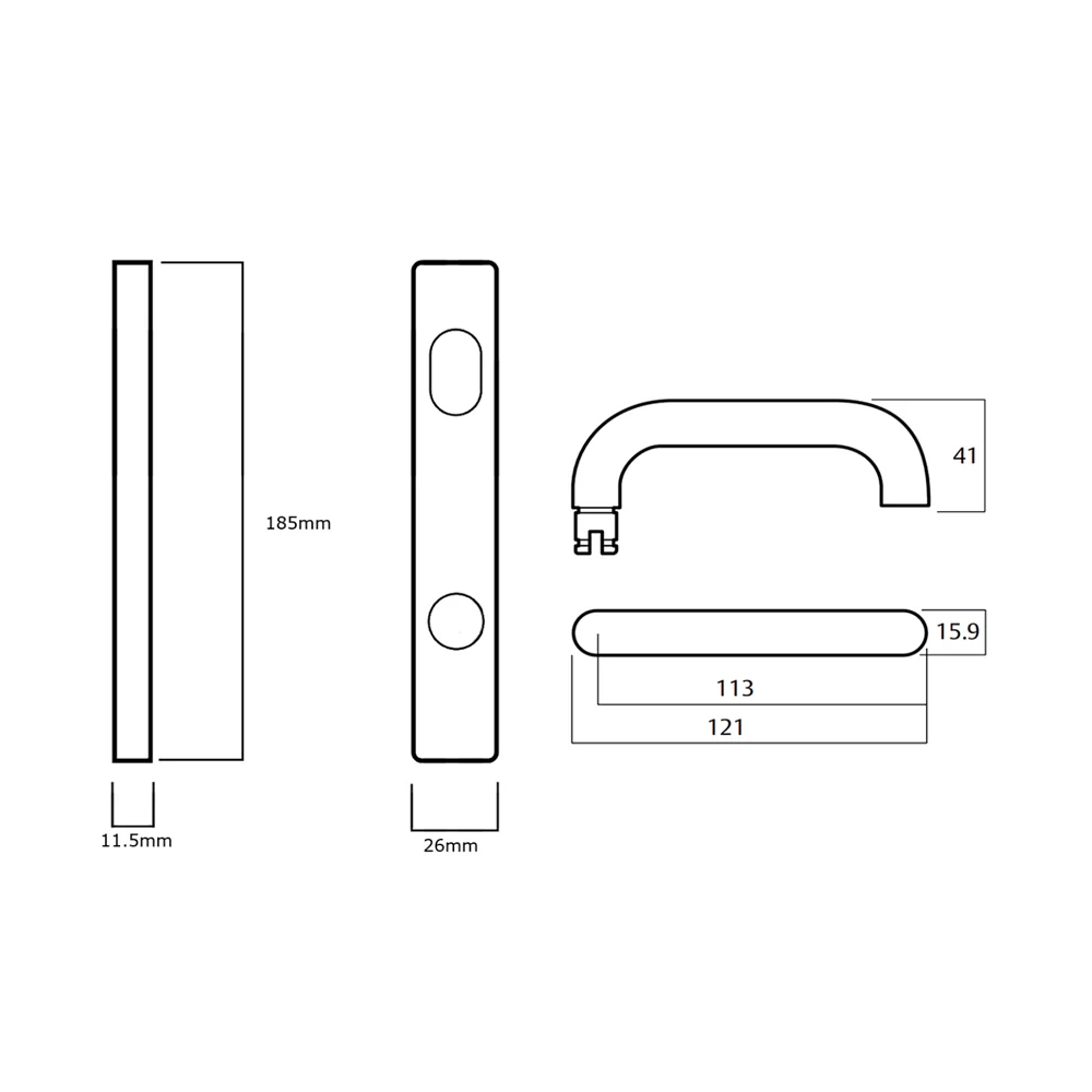 Lockwood 4904 Square End Plate with Turn and 70 Lever  - Available in Various Finishes - Image 2
