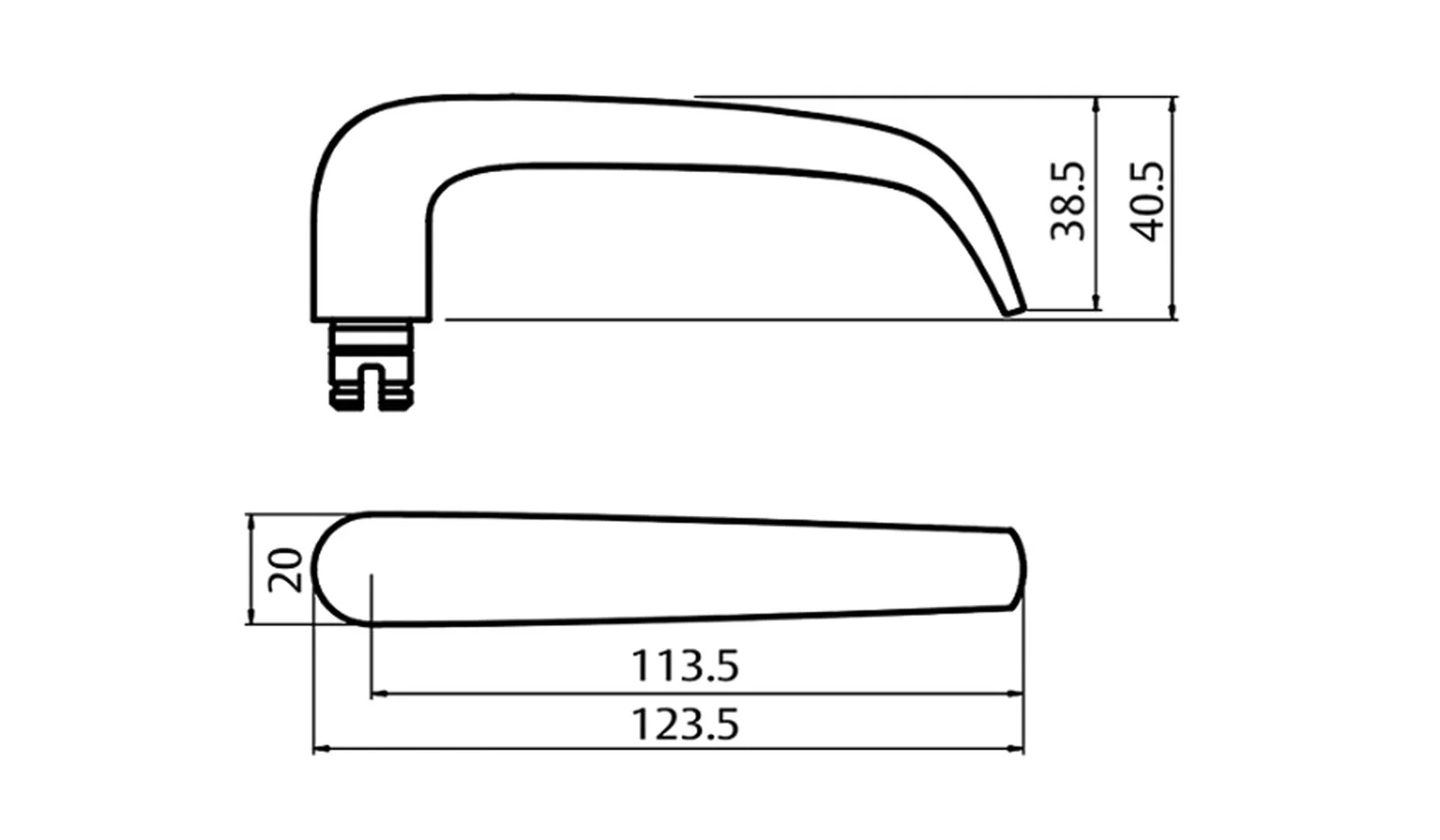Lockwood 4905 Square End Plate with 180 Lever Satin Chrome 4905/180SC - Image 2