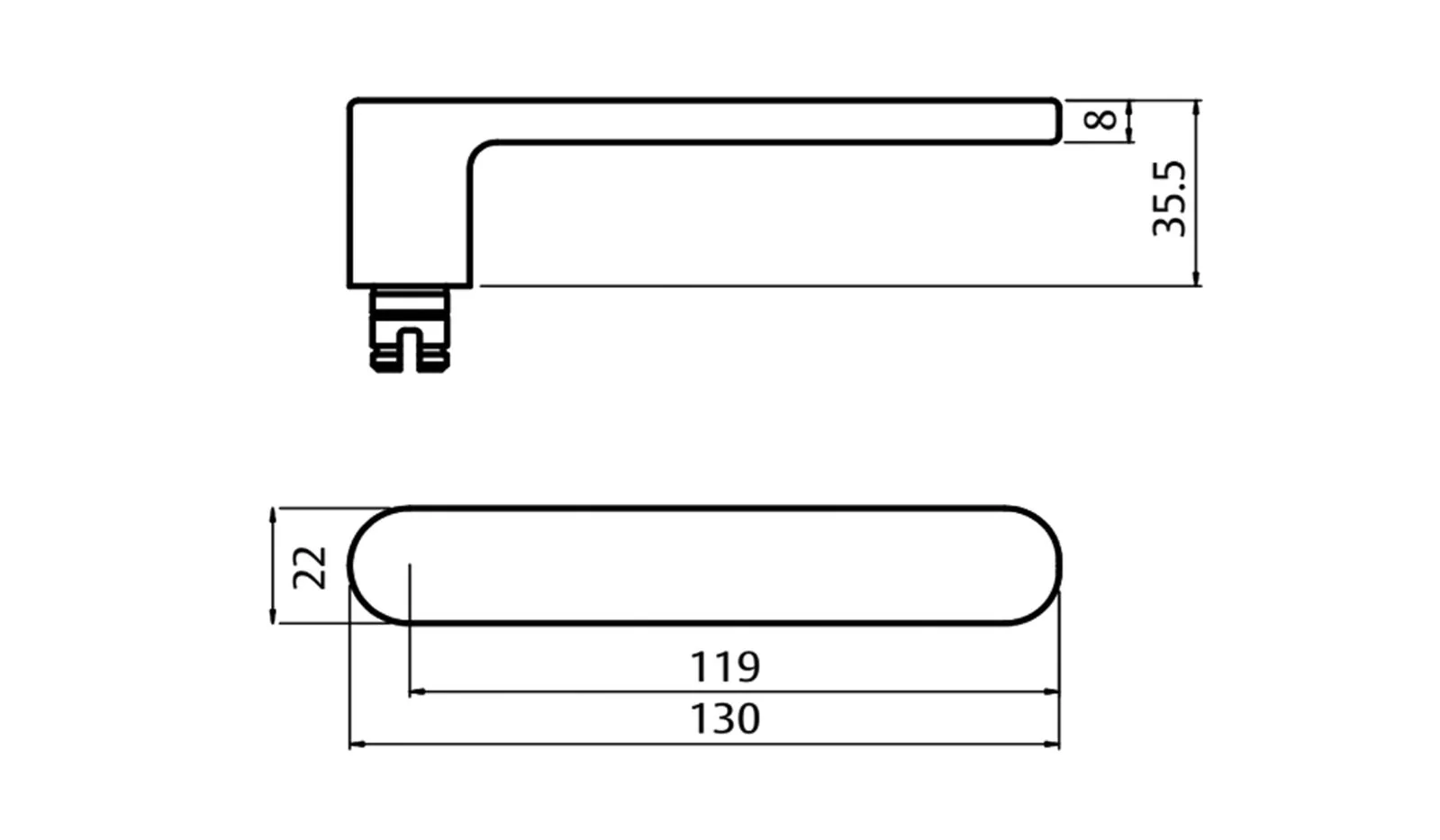 Lockwood 4905 Square End Plate with 106 Lever Satin Chrome 4905/106SC - Image 2