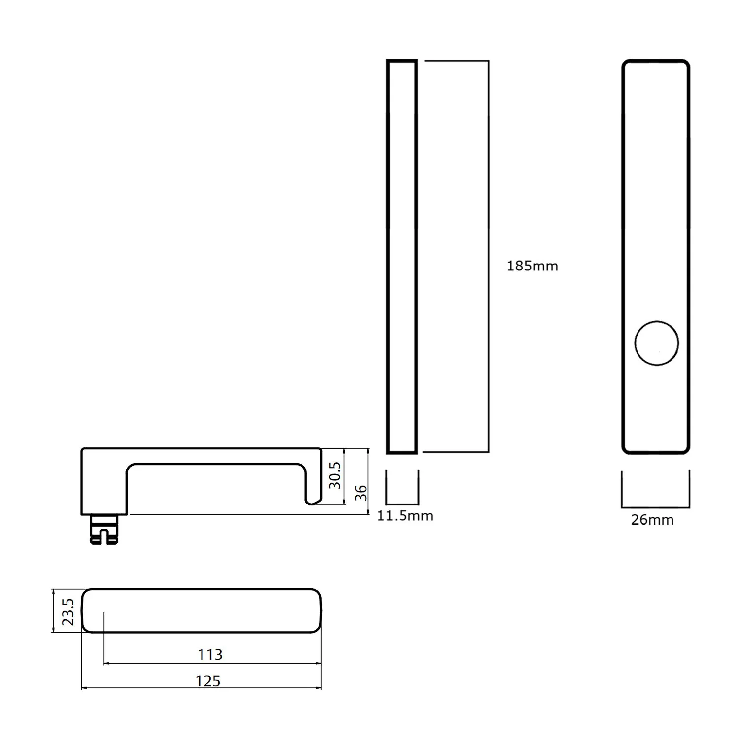 Lockwood 4905 Square End Plate With 76 Lever - Available in Various Finishes - Image 2