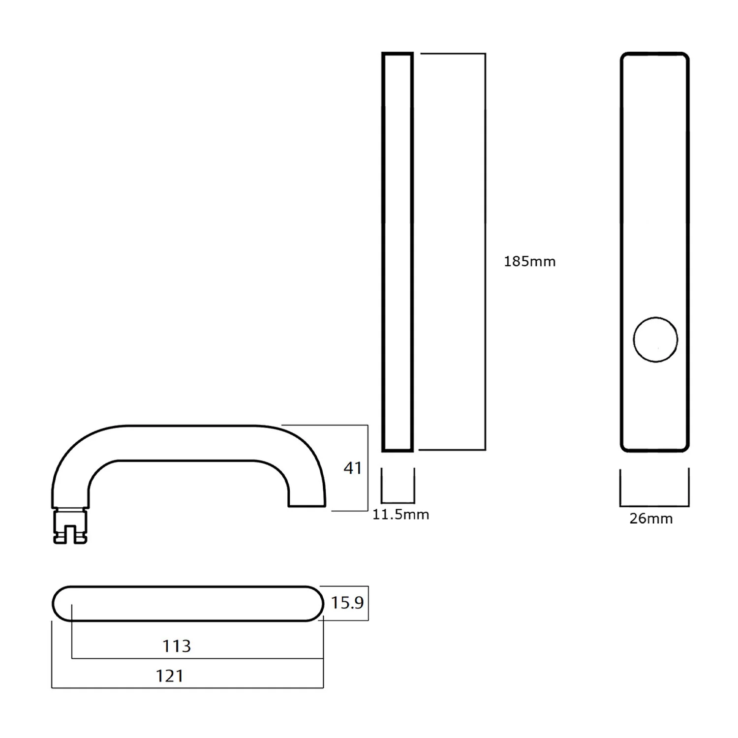 Lockwood 4980 Square End Plate with 90 Degree 70 Lever - Available in Various Finishes - Image 2