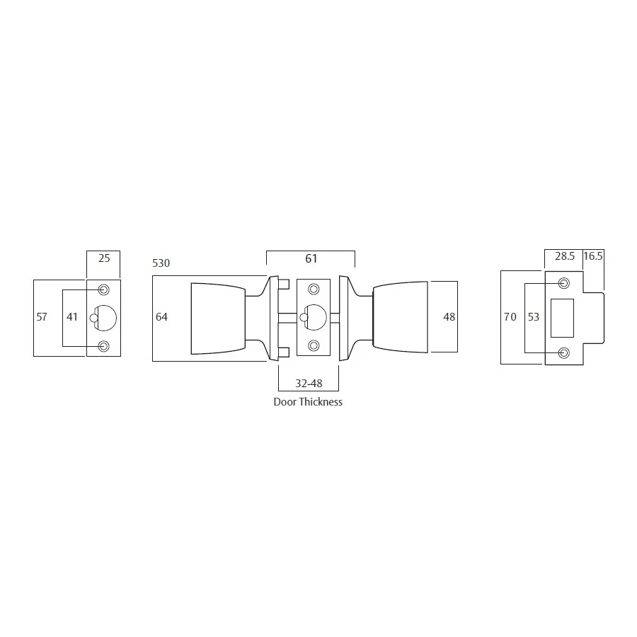 Lockwood 530 Series Entrance Escape Knob Set Satin Chrome Fire Rated Kd 529SC - Image 2
