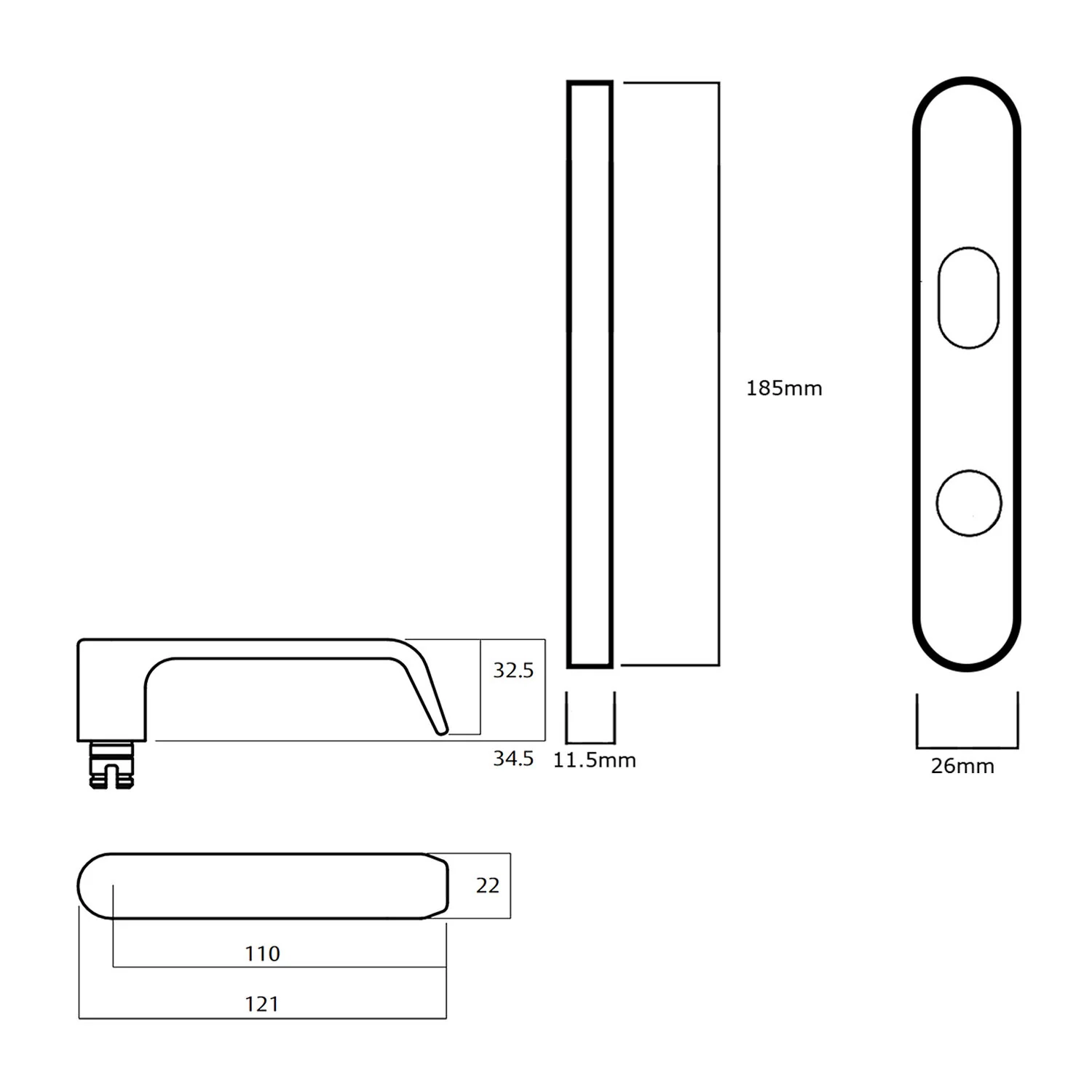 Lockwood 5601 Round End Plate With Cylinder Hole and 59 Lever - Available in Various Finishes - Image 2