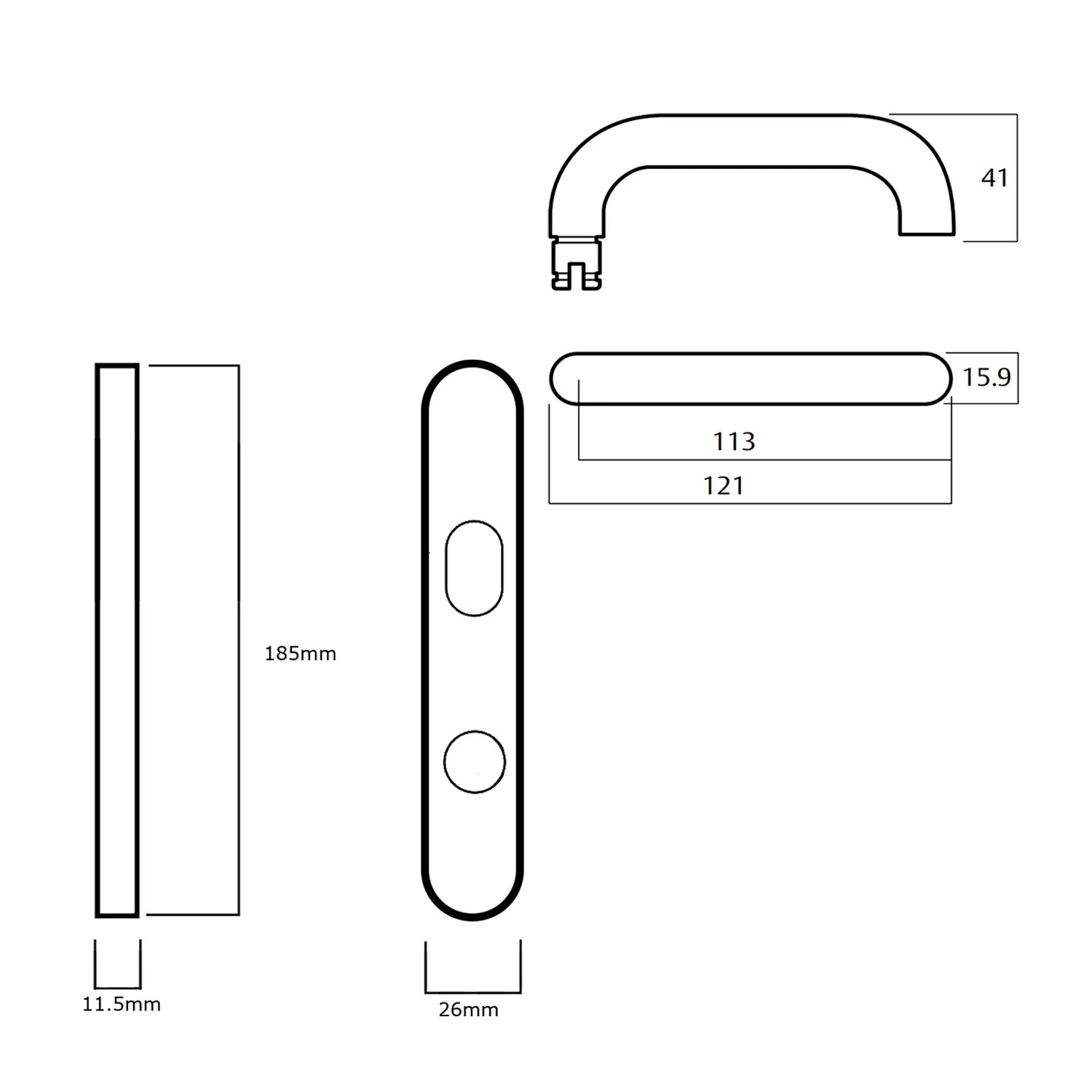 Lockwood 5601 Round End Plate with Cylinder Hole and 70 Lever - Available in Various Finishes - Image 2