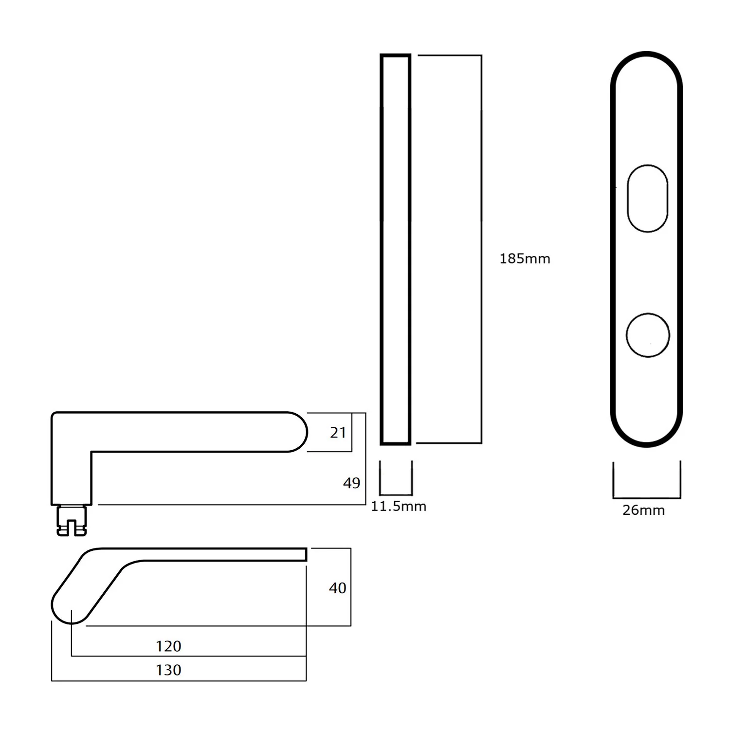 Lockwood 5704 Round End Plate With Turn and 41 Lever - Available in Various Handing - Image 2