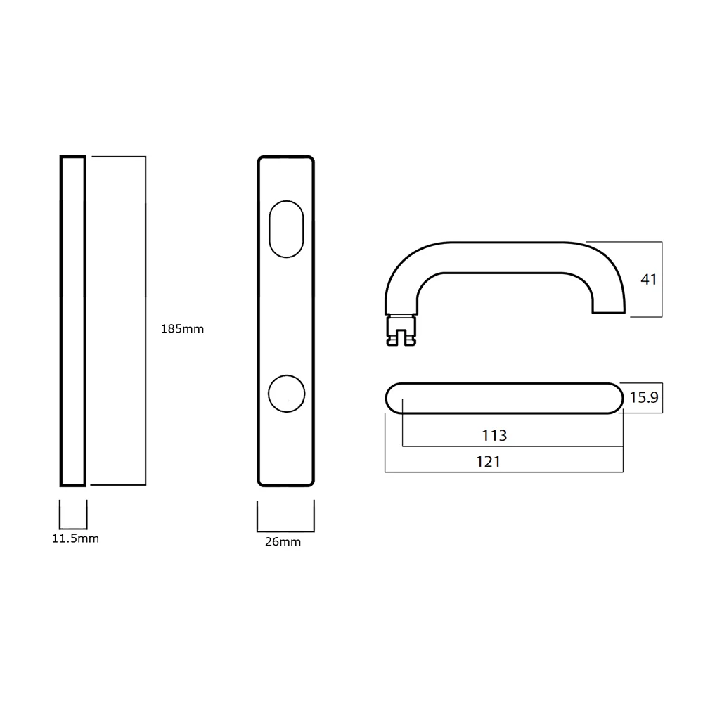 Lockwood 5782 Narrow Classroom Mortice Lock Kit Includes Furniture Cylinder 5782KIT05MBK - Image 3
