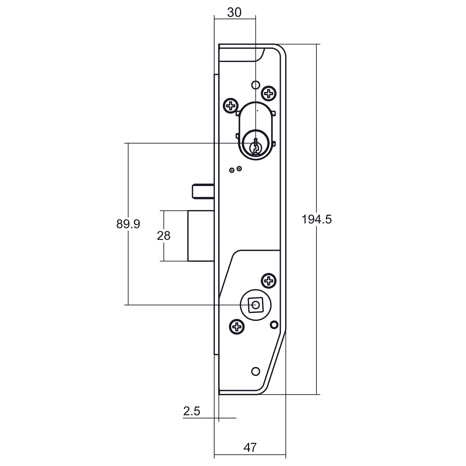 Lockwood 5782 Narrow Classroom Mortice Lock Kit Includes Furniture Cylinder 5782KIT05MBK - Image 4