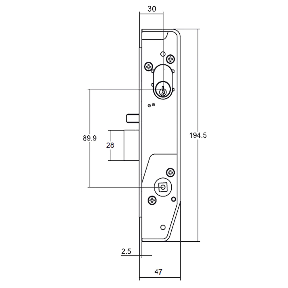 Lockwood Universal Primary Mortice Lock 30mm Backset Stainless Steel 5782SS - Image 3