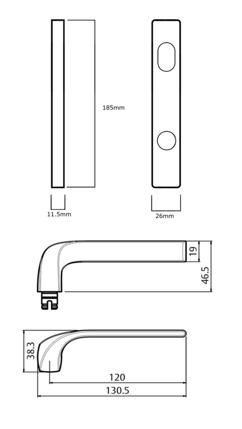 Lockwood 5801 Round End Plate With Cylinder Hole & 122 Lever - Available in Left and Right Hand - Image 2