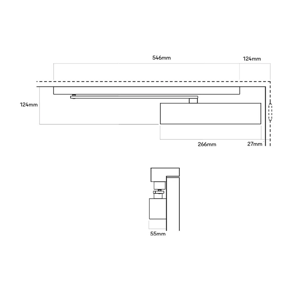 Lockwood 7714 Series Door Closer Slide Rail Backcheck Delayed Action - Available in Various Finishes - Image 2