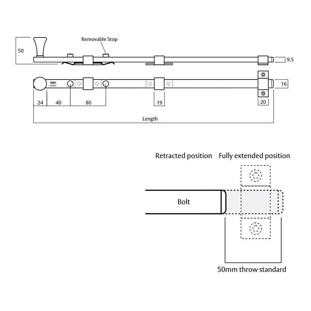 Lockwood 781 Door Panic Skeleton Bolt Concealed Fix - Available in Various Sizes - Image 2