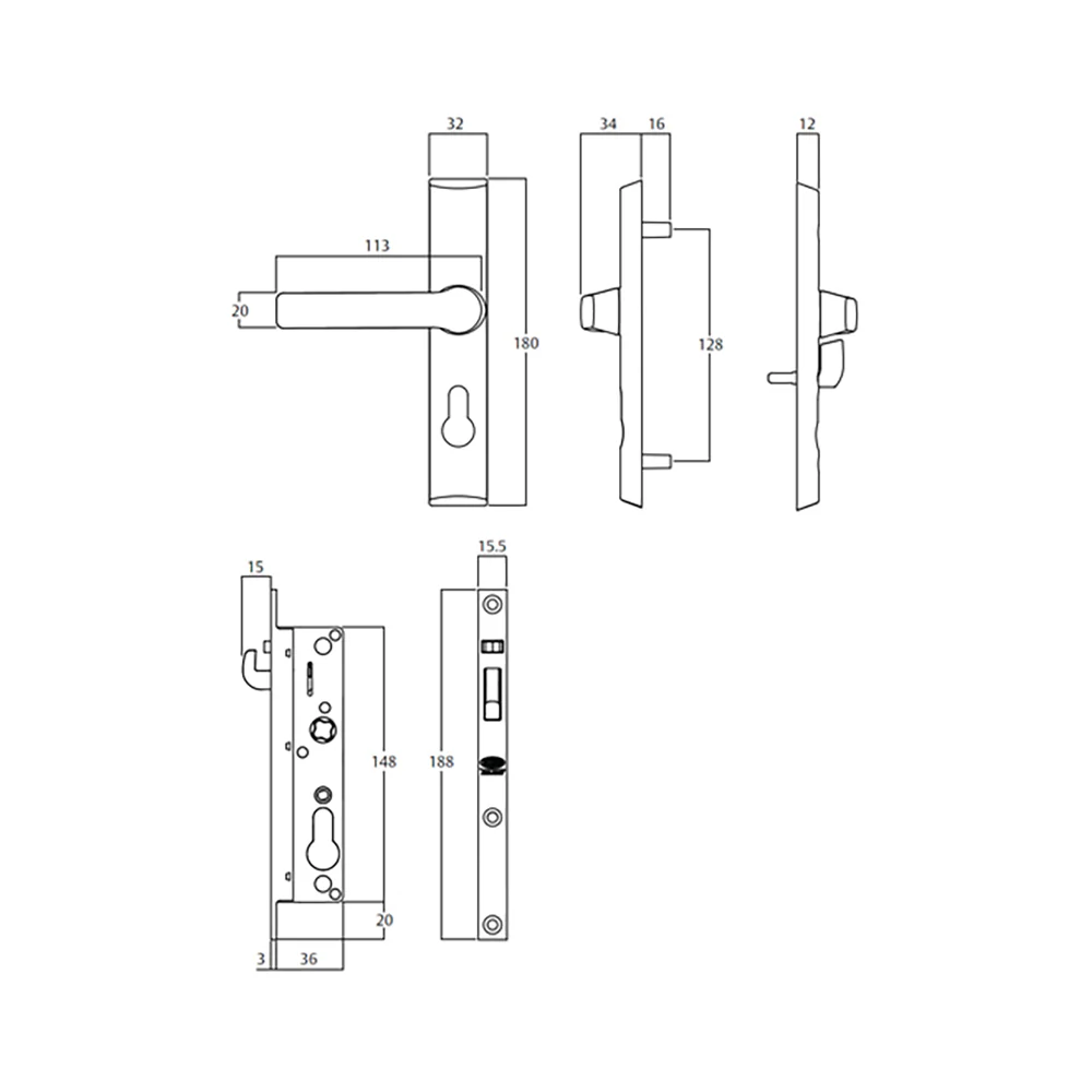 Lockwood 8654 Hinge Security Door Lockset No Cylinder Silver - Image 2
