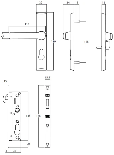 Lockwood 8654SILC Hinge Security Door Lockset with Cylinder Silver - Image 2