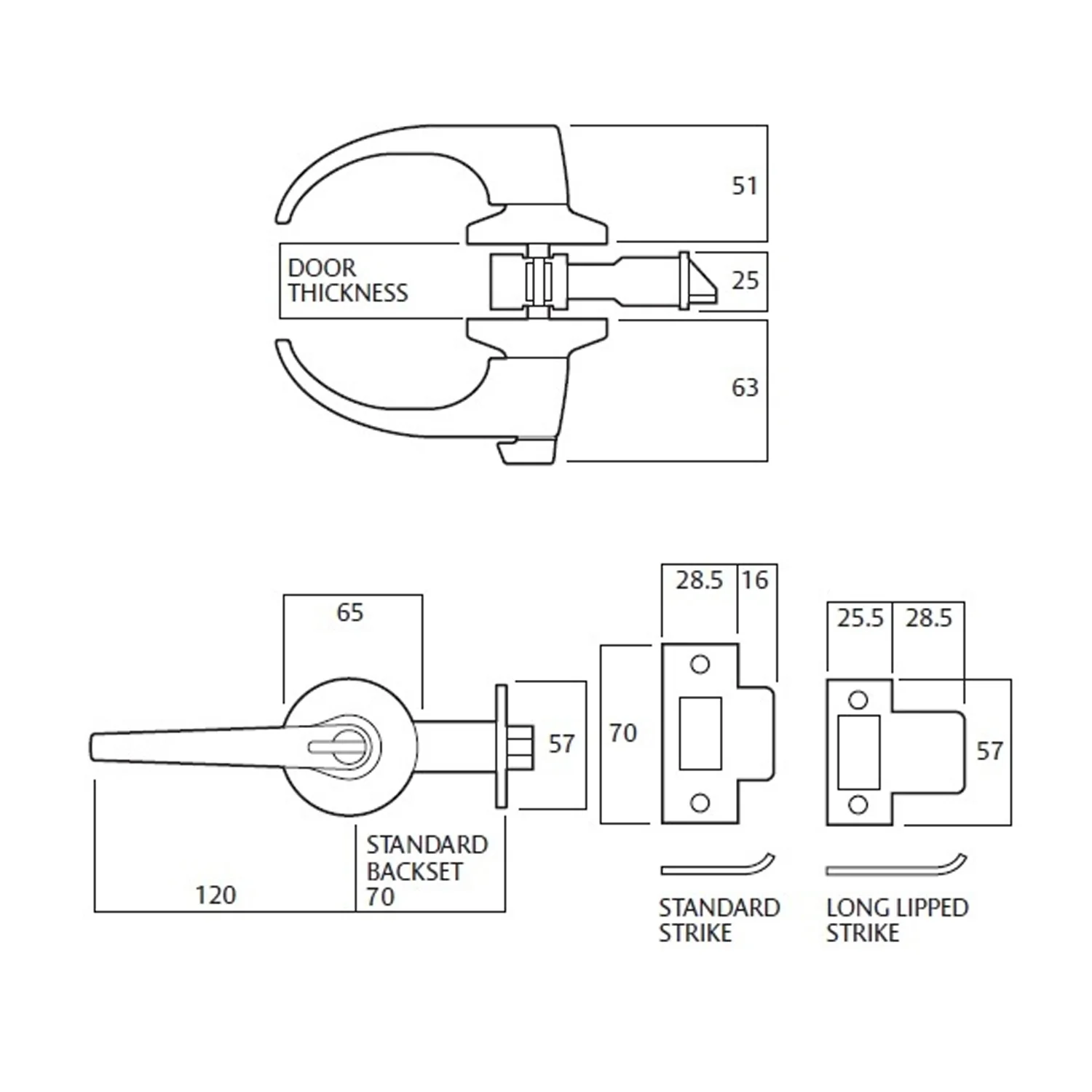 Lockwood 929 Series Entrance Escape Door Lever Set Satin Chrome Fire Rated 929SC - Image 2