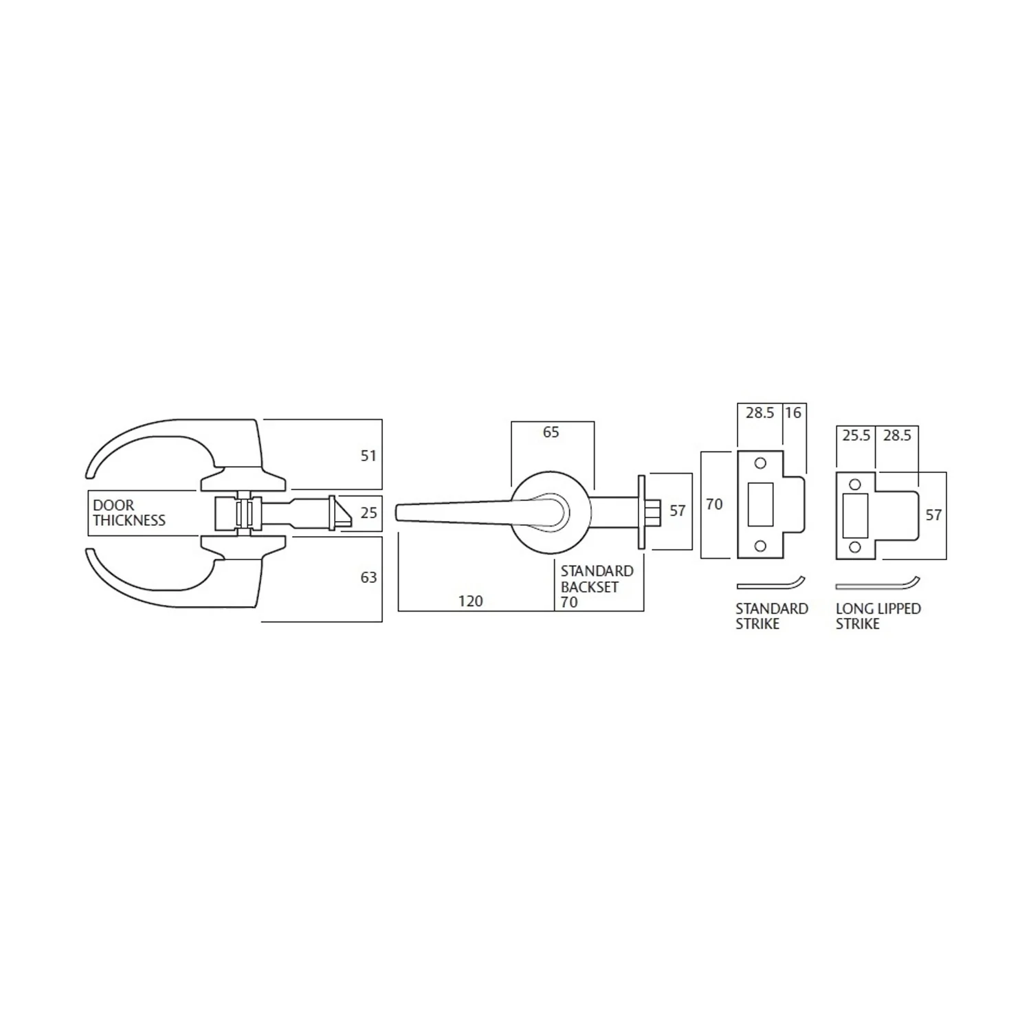 Lockwood 930 Series Storeroom Lever Set Satin Chrome Fire Rated KD 938SC - Image 3