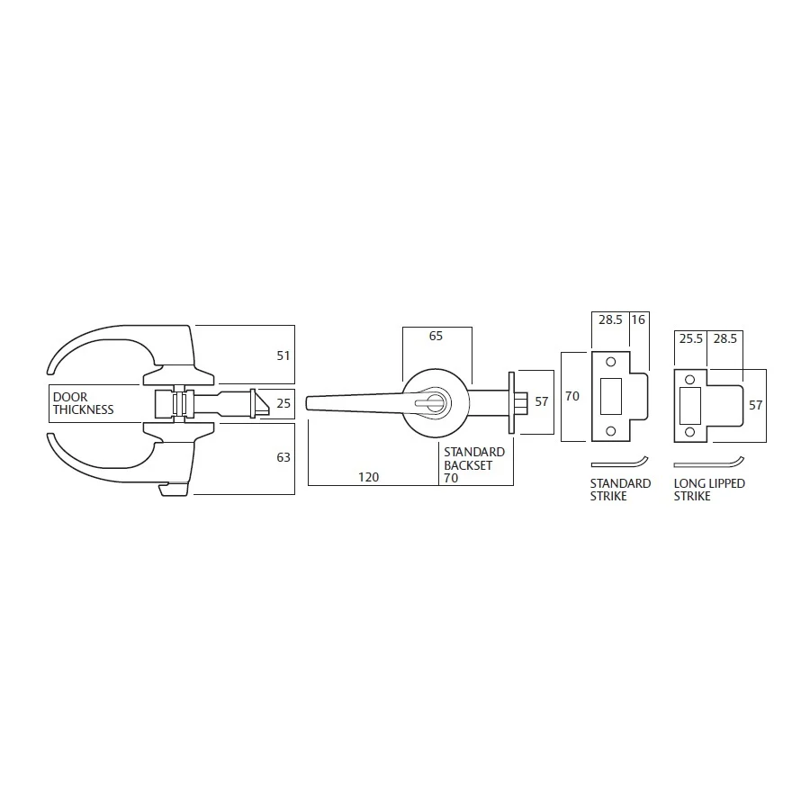 Lockwood 930 Series Privacy Lever Set Satin Chrome Fire Rated 932SC - Image 2