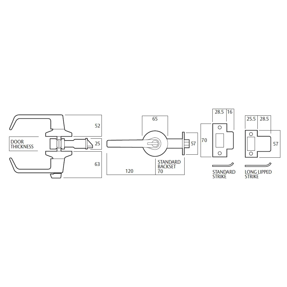 Lockwood 950 Series Entrance Escape Lever Set Satin Chrome Fire Rated KD 949SC - Image 2
