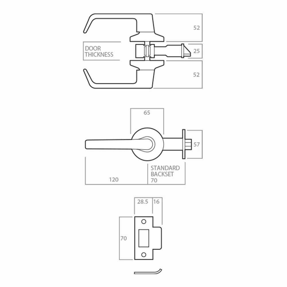 Lockwood 950 Series Storeroom Escape Lever Set Satin Chrome Fire Rated KD 958SC - Image 2