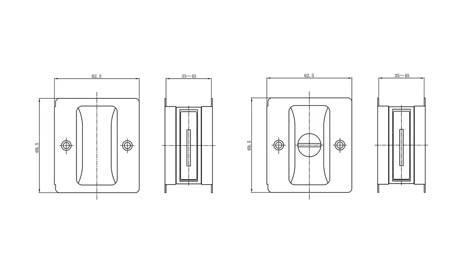 Lockwood Cavity Sliding Door Lock 7300SSSDP Privacy Satin Stainless Steel - Image 2