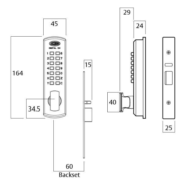 Lockwood Digital Door Lock Keyless 3572 DX 60mm Mortice RH SC 3572DXRSC - Image 3