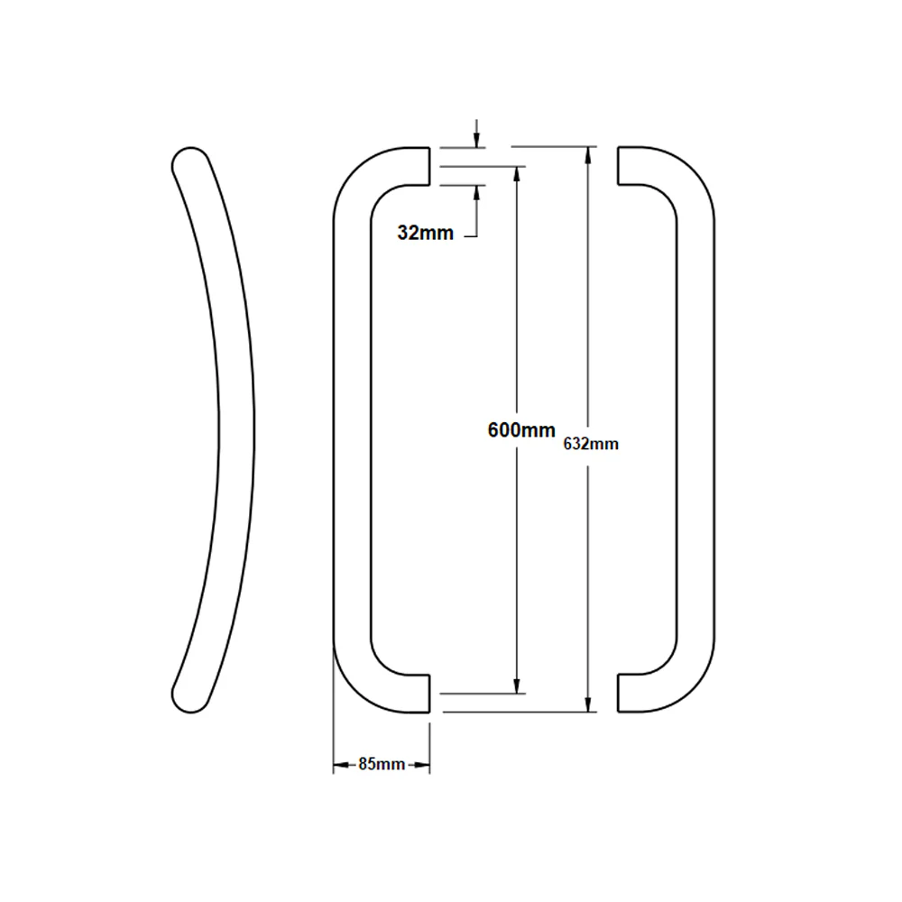 Lockwood Entrance Pull Handle 600mm Satin Stainless Steel Pair 192X600SSS - Image 2