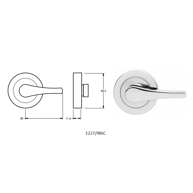 Lockwood Door Handle 1220 Series Symphony 70 Lever On Rose Satin Chrome - Image 8