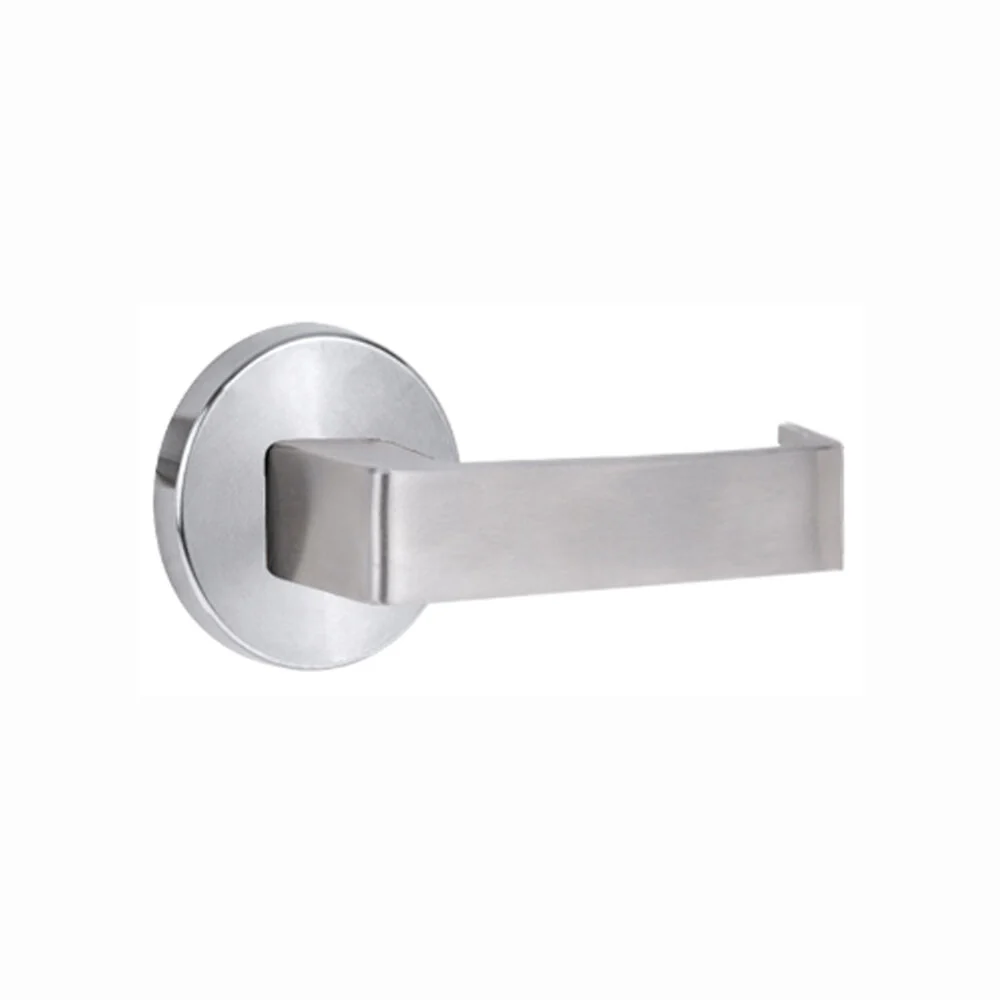 Lockwood Door Handle 1370 Series 90 Lever on Round Rose Full Set Satin Chrome 1370/1371/90SC