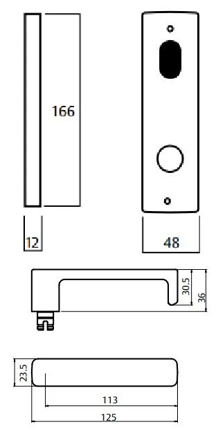 Lockwood Door Handle 1901 Square End Plate With Cylinder & 76 Lever Satin Chrome 1901/76SC - Image 2