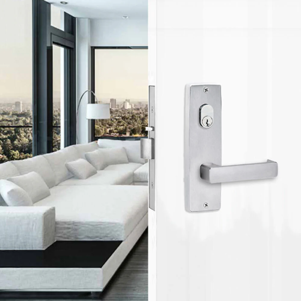 Lockwood Door Handle 1901 Square End Plate With Cylinder & 76 Lever Satin Chrome 1901/76SC - Image 3