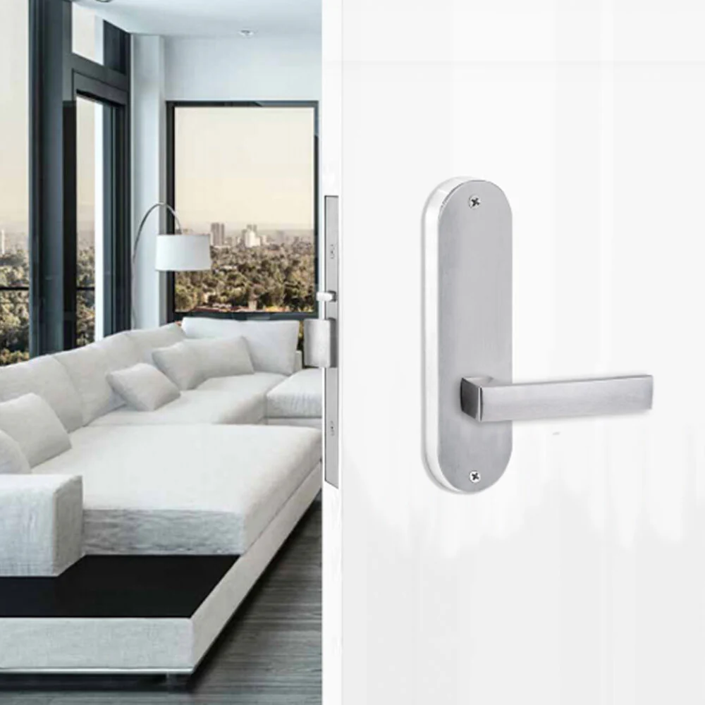 Lockwood Door Handle Round End Plate With 101 Lever Satin Chrome 2905/101SC - Image 2