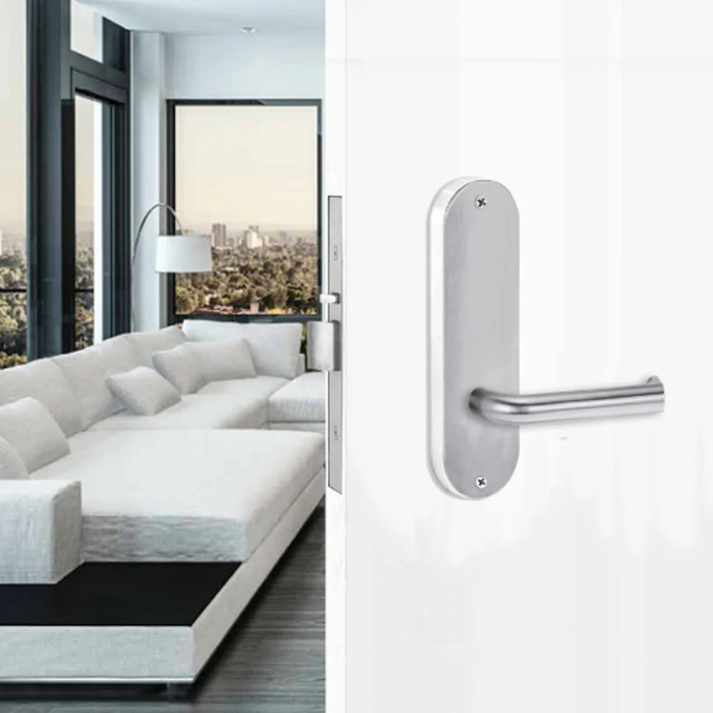 Lockwood Door Handle Round End Plate With 102 Lever Satin Chrome 2905/102SC - Image 2