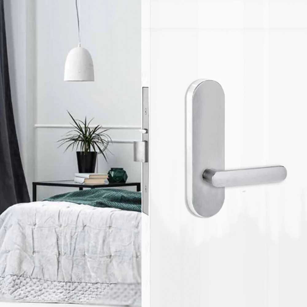 Lockwood Door Handle Round End Plate With 106 Lever Satin Chrome 2805/106SC - Image 3