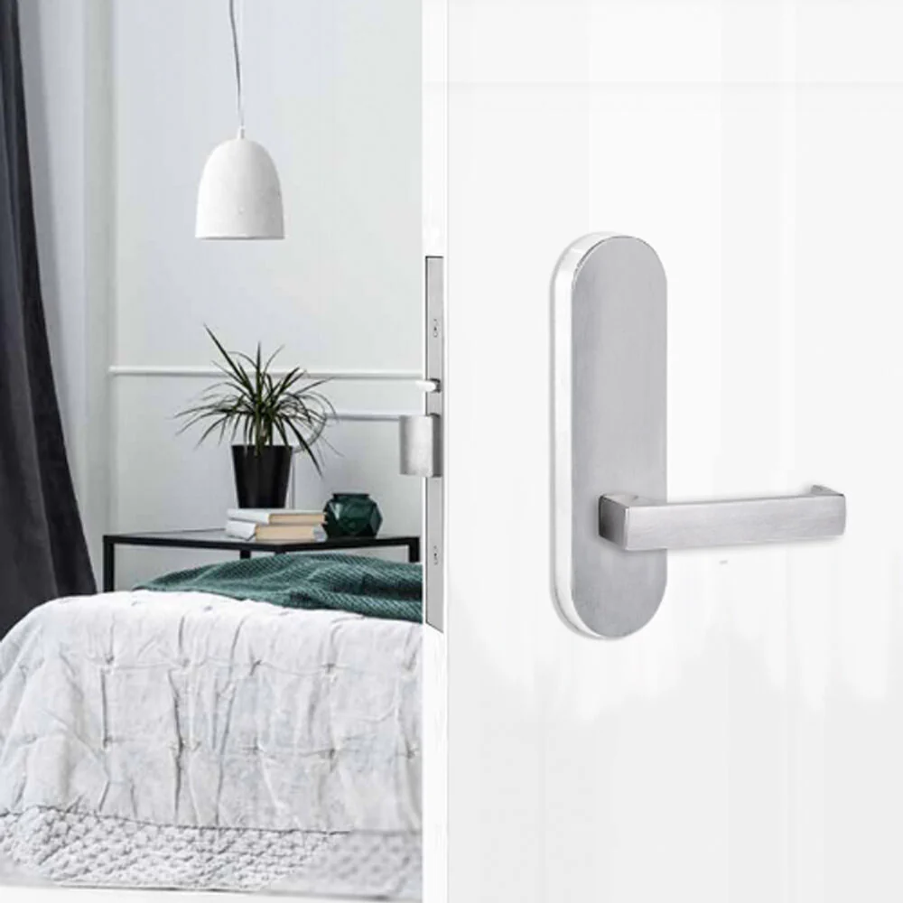 Lockwood Door Handle Round End Plate With 112 Lever Satin Chrome 2805/112SC - Image 3