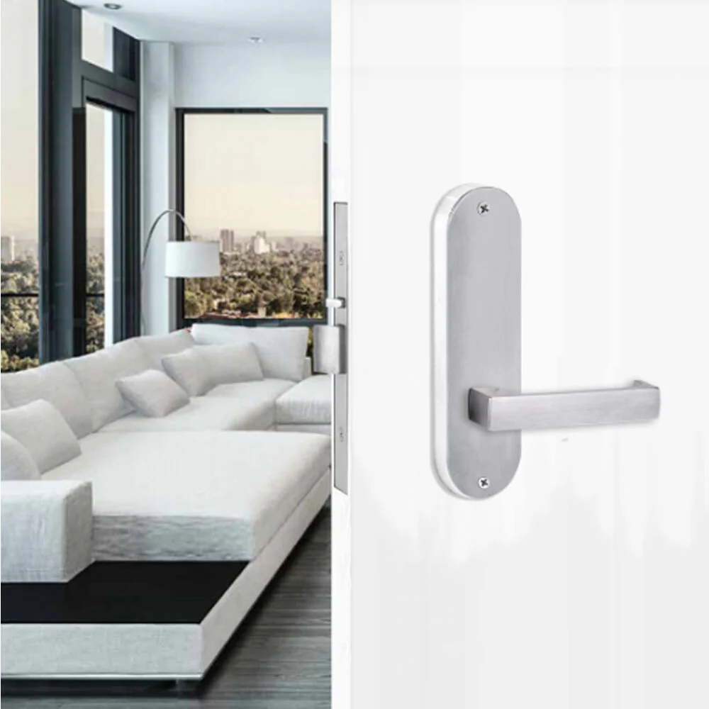Lockwood Door Handle Round End Plate With 112 Lever Satin Chrome 2905/112SC - Image 2
