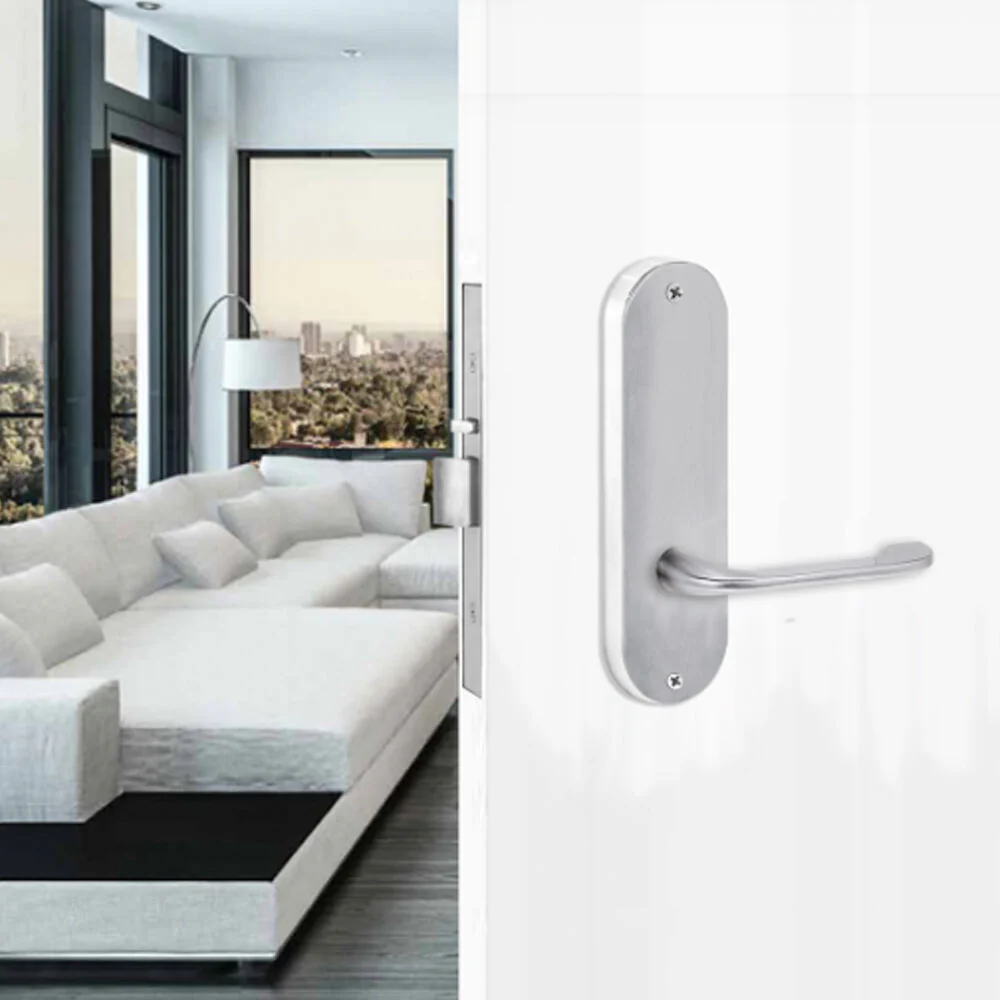 Lockwood Door Handle Round End Plate With 115 Lever Satin Chrome 2905/115SC - Image 2