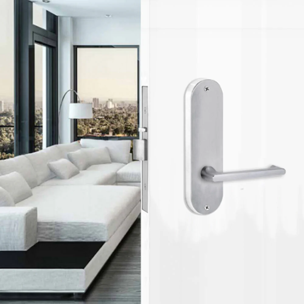Lockwood Door Handle Round End Plate With 118 Lever Satin Chrome 2905/118SC - Image 2