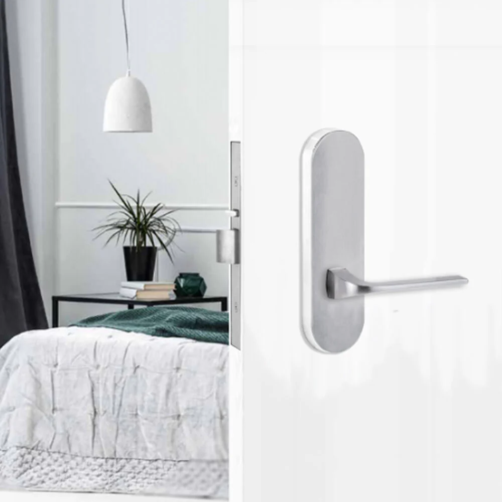 Lockwood Door Handle Round End Plate With 123 Lever Satin Chrome 2805/123SC - Image 2