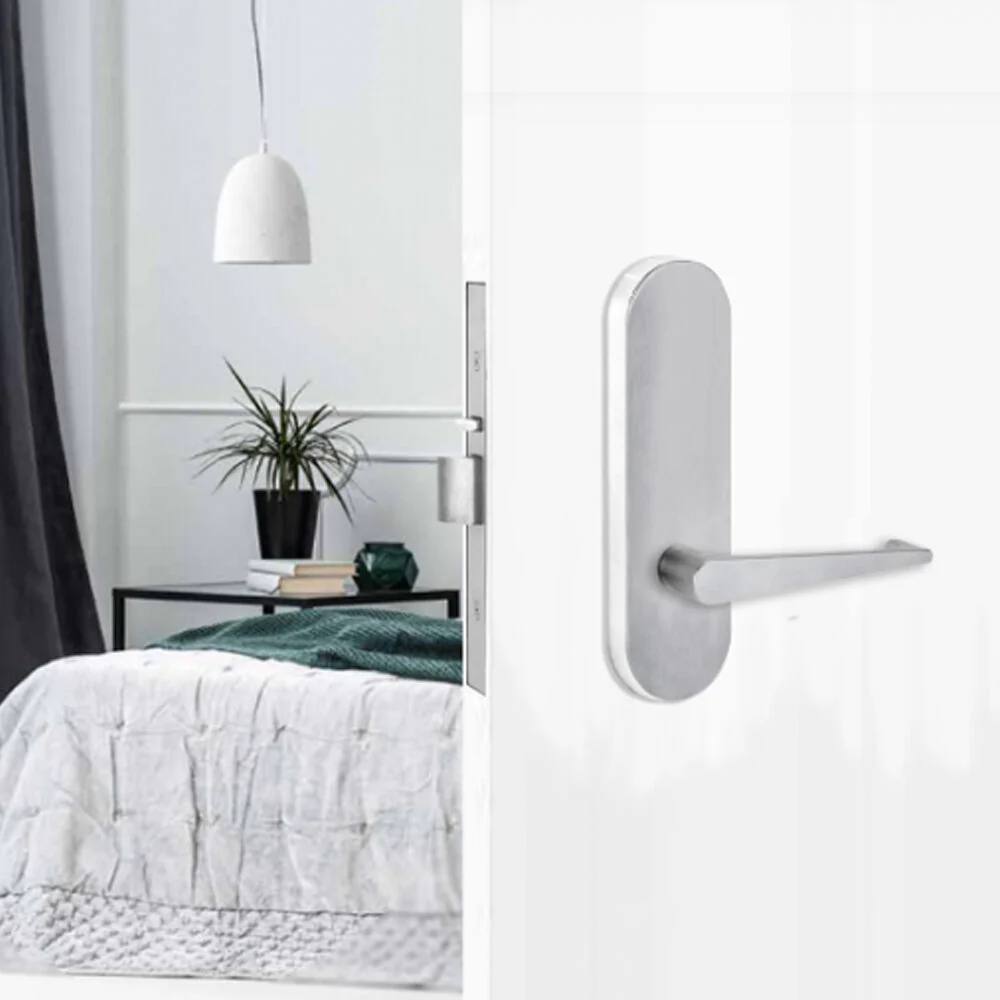 Lockwood Door Handle Round End Plate With 133 Lever Satin Chrome 2805/133SC - Image 2