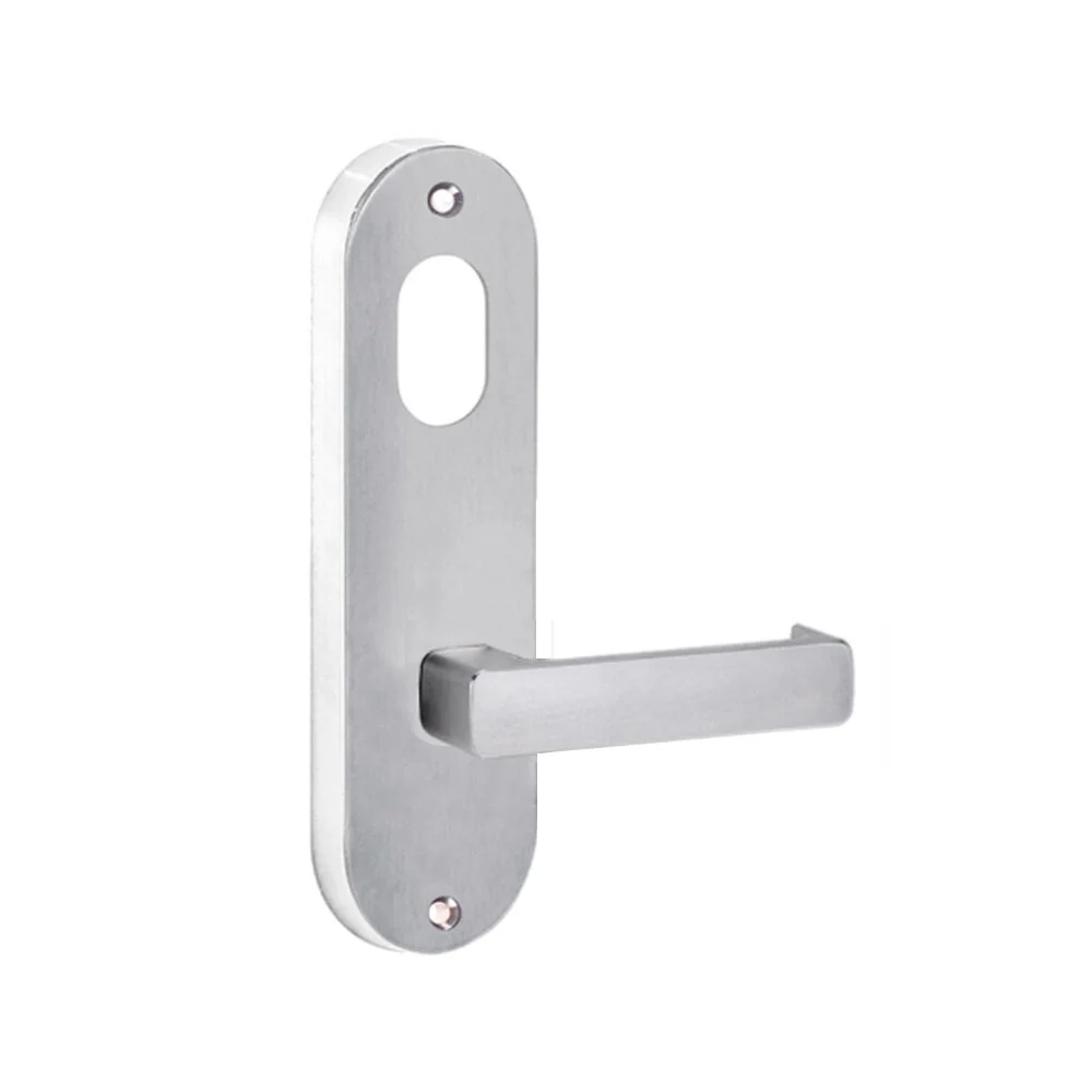 Lockwood Door Handle Round End Plate With Cylinder Hole & 76 Lever Satin Chrome 2901/76SC