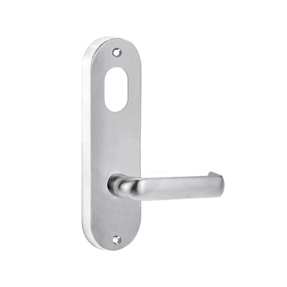 Lockwood Door Handle Round End Plate With Cylinder Hole & 77 Lever Satin Chrome 2901/77SC