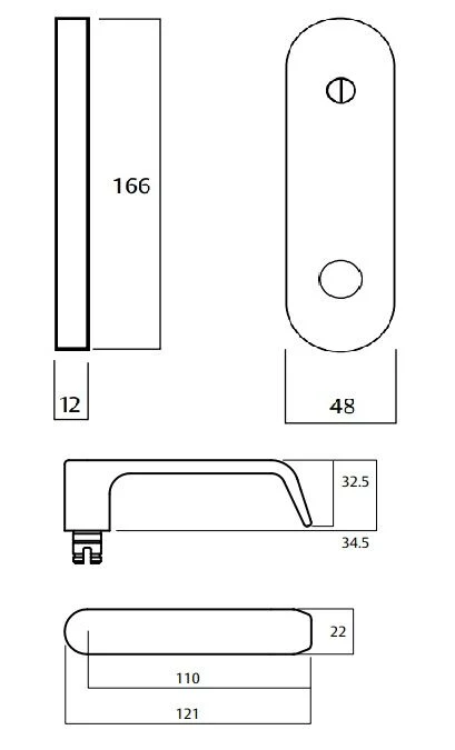 Lockwood Door Handle Round End Plate With Emergency Turn & 59 Lever Satin Chrome 2803/59SC - Image 2