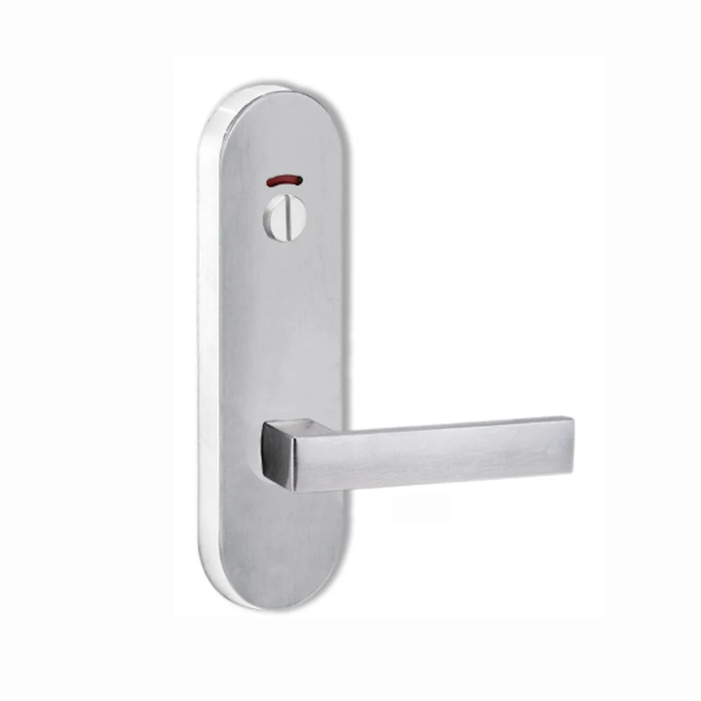 Lockwood Door Handle Round End Plate With Privacy Indicator Emergency Turn 101 Lever Satin Chrome