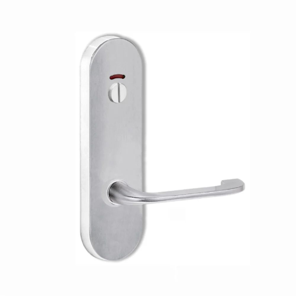 Lockwood Door Handle Round End Plate With Privacy Indicator Emergency Turn 115 Lever Satin Chrome