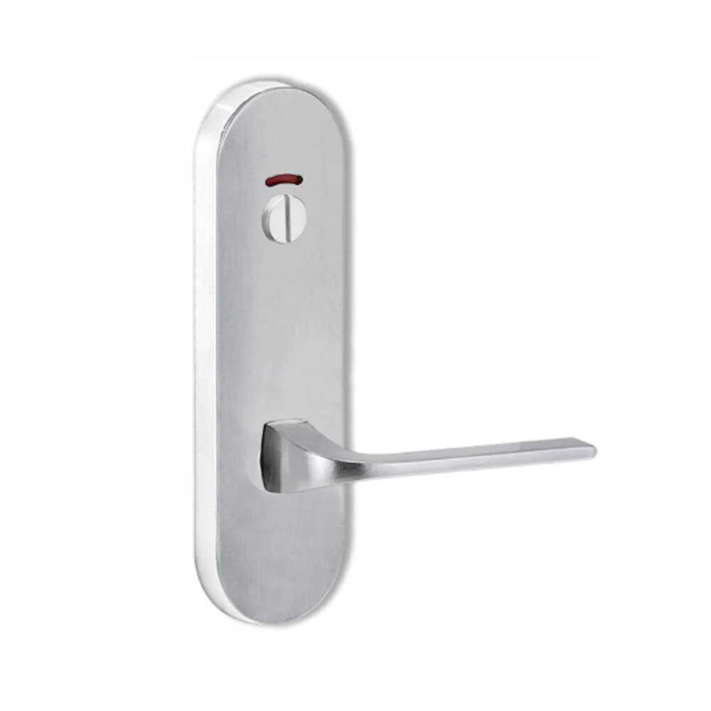 Lockwood Door Handle Round End Plate With Privacy Indicator Emergency Turn 123 Lever Satin Chrome