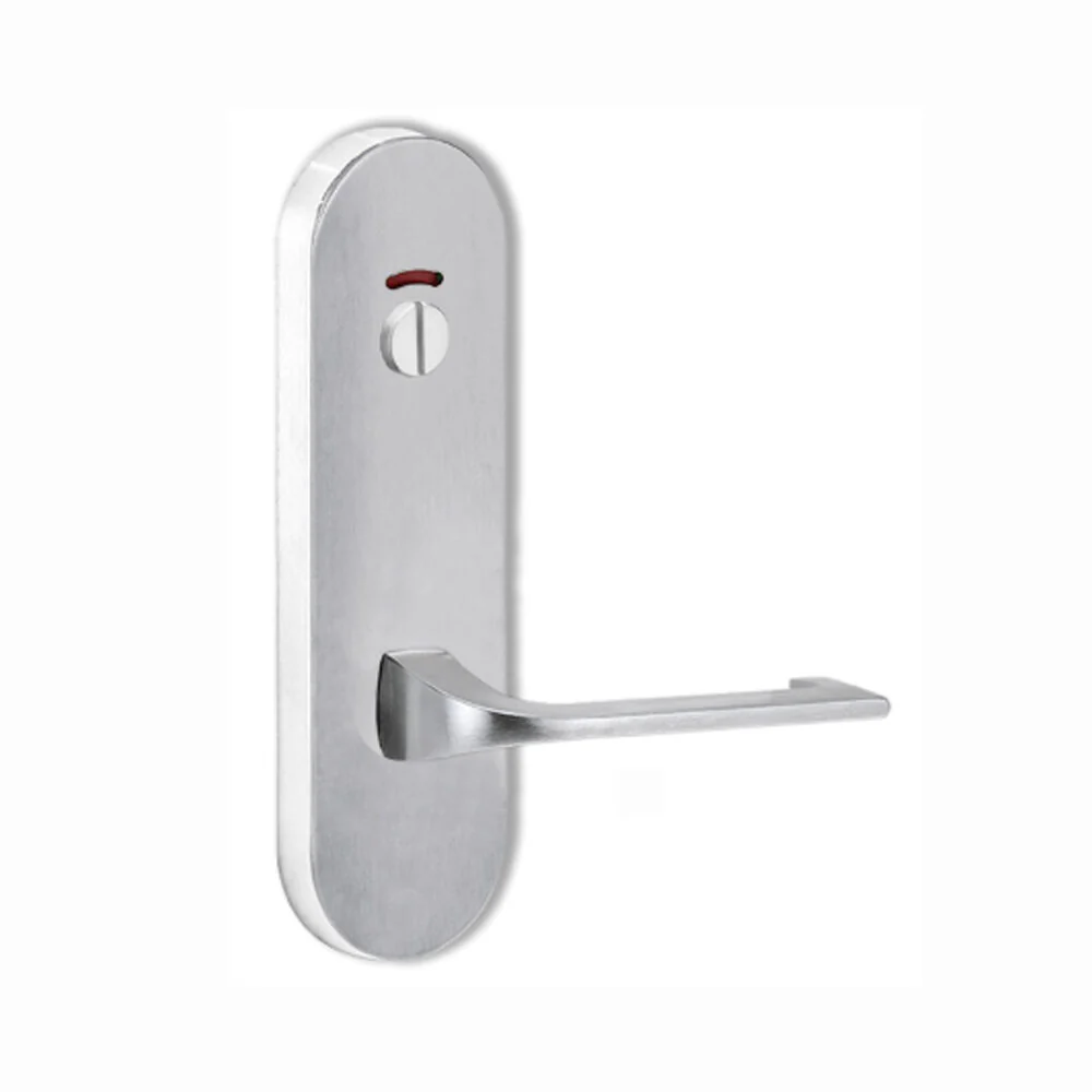 Lockwood Door Handle Round End Plate With Privacy Indicator Emergency Turn 124 Lever Satin Chrome