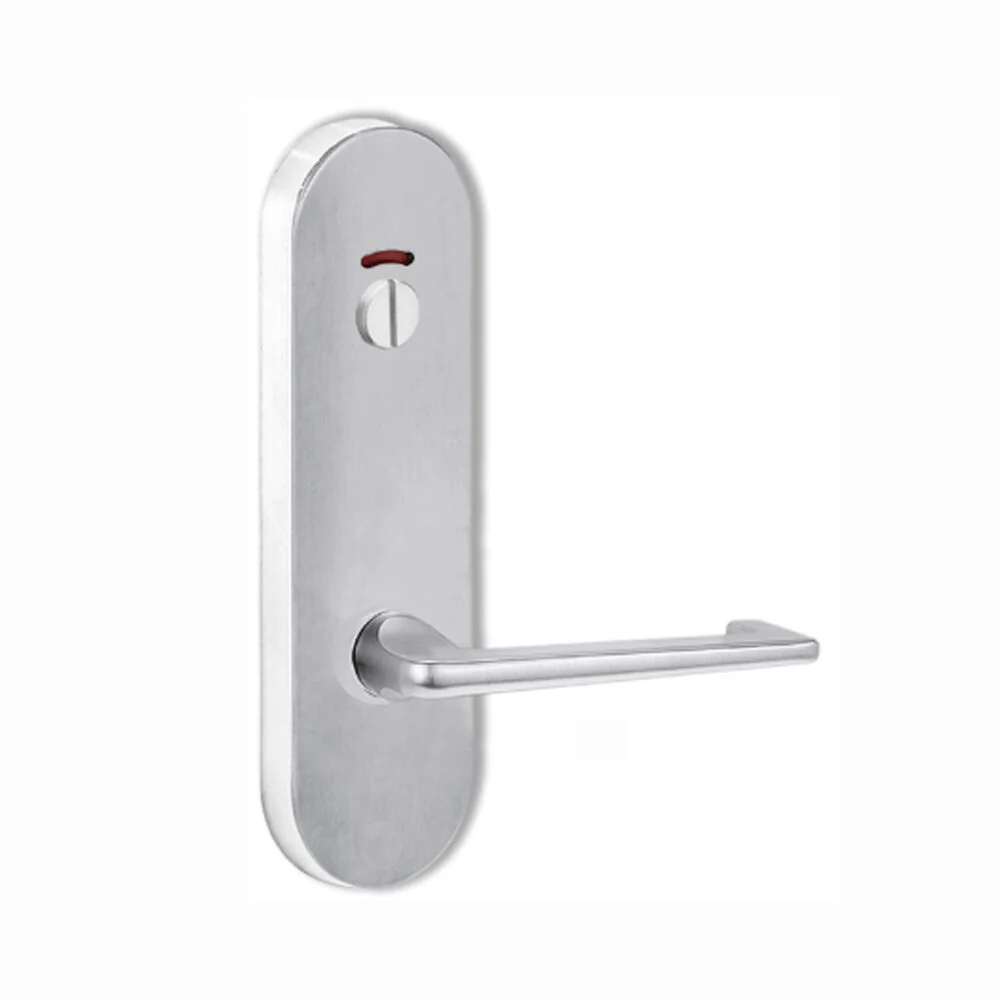 Lockwood Door Handle Round End Plate With Privacy Indicator Emergency Turn 132 Lever Satin Chrome