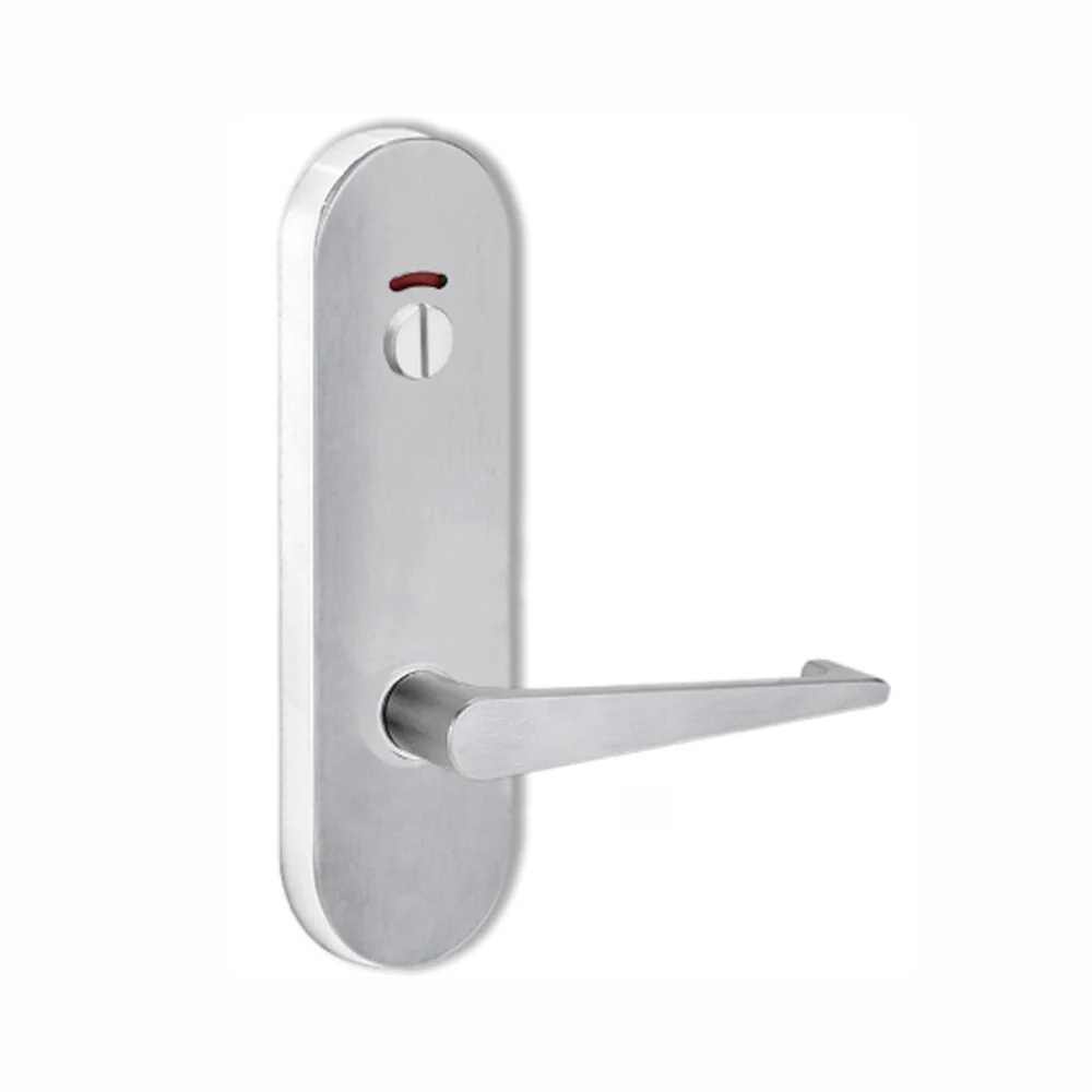 Lockwood Door Handle Round End Plate With Privacy Indicator Emergency Turn 133 Lever Satin Chrome