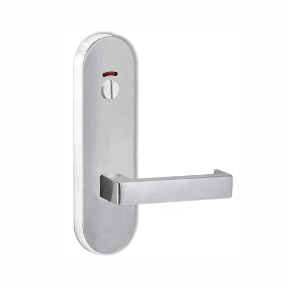 Lockwood Door Handle Round End Plate With Privacy Indicator Emergency Turn 142 Lever Satin Chrome