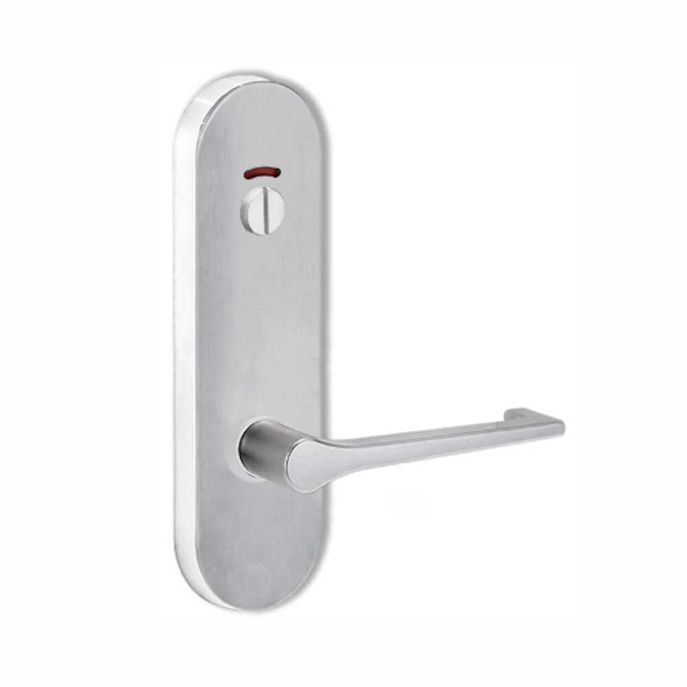 Lockwood Door Handle Round End Plate With Privacy Indicator Emergency Turn 145 Lever Satin Chrome